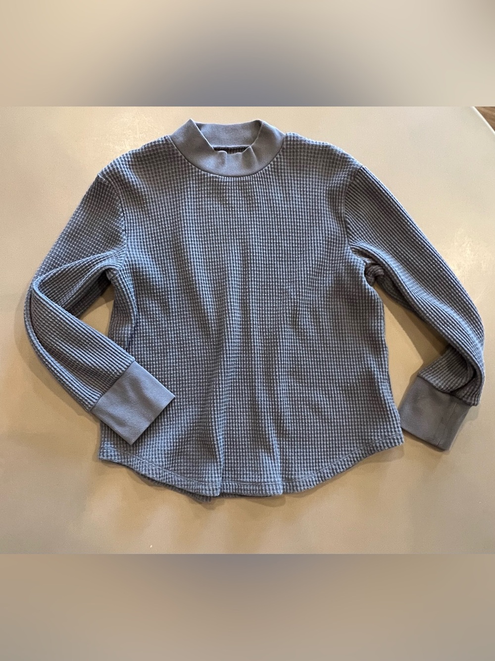Madewell Light Blue Waffle Knit Long Sleeve Pullover